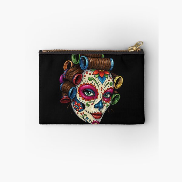 Item preview, Sugar skull with hair rollers designed and sold by GothTees.