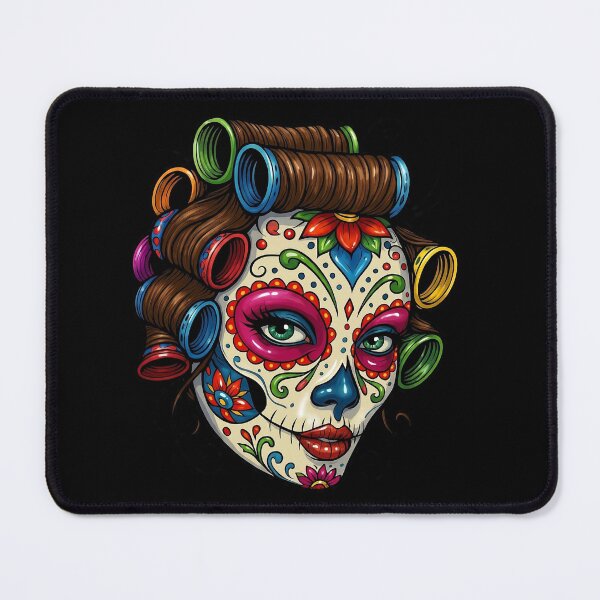 Item preview, Sugar skull with hair rollers designed and sold by GothTees.