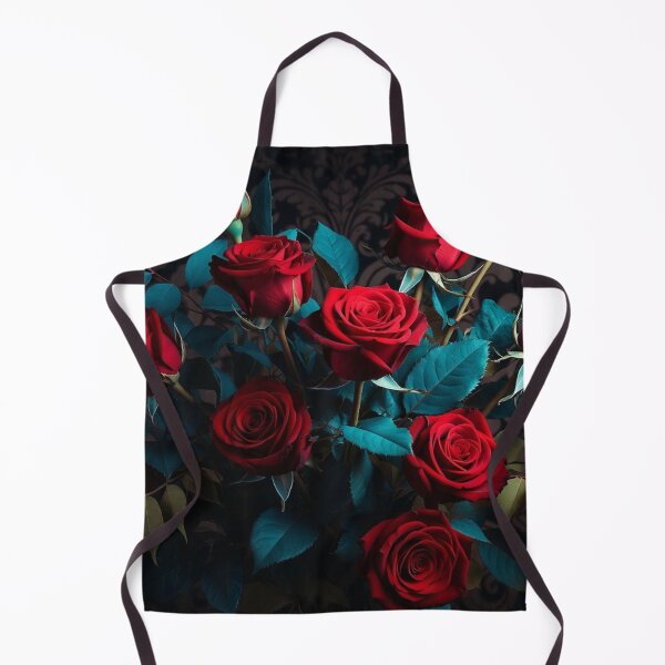 Item preview, Red Roses with Teal Leaves on Dark designed and sold by IntelliMindDesigns.