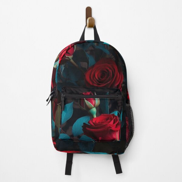 Item preview, Red Roses with Teal Leaves on Dark designed and sold by IntelliMindDesigns.
