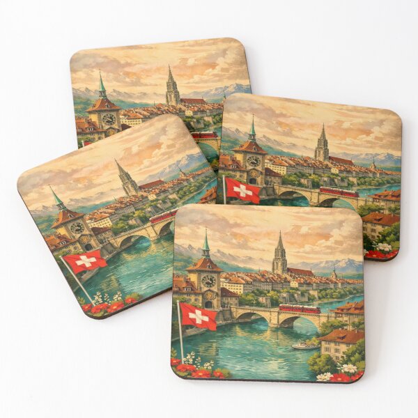 Item preview, Bern Switzerland Vintage Travel Art Capital City Landscape designed and sold by ElartedeNoel.