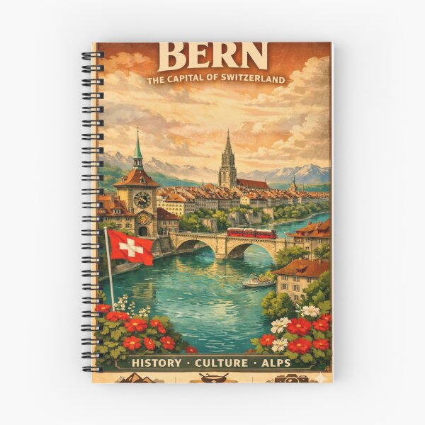 Item preview, Bern Switzerland Vintage Travel Art Capital City Landscape designed and sold by ElartedeNoel.