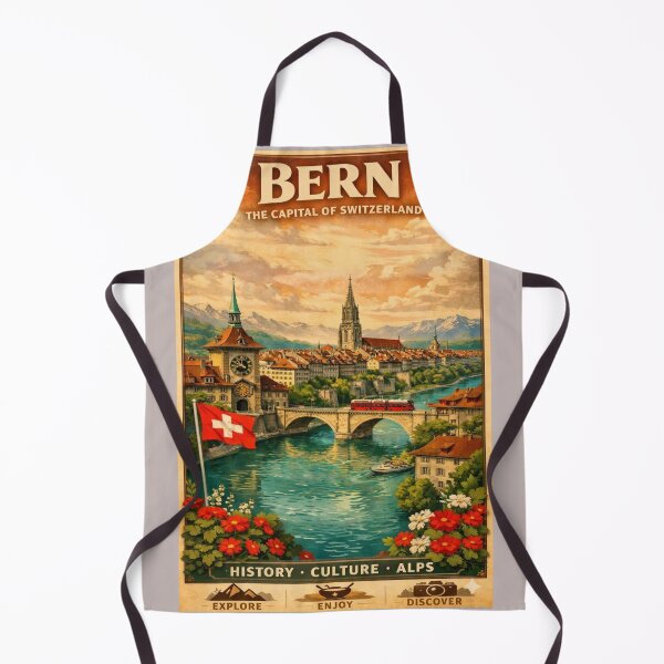 Item preview, Bern Switzerland Vintage Travel Art Capital City Landscape designed and sold by ElartedeNoel.