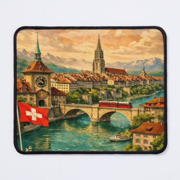 Item preview, Bern Switzerland Vintage Travel Art Capital City Landscape designed and sold by ElartedeNoel.