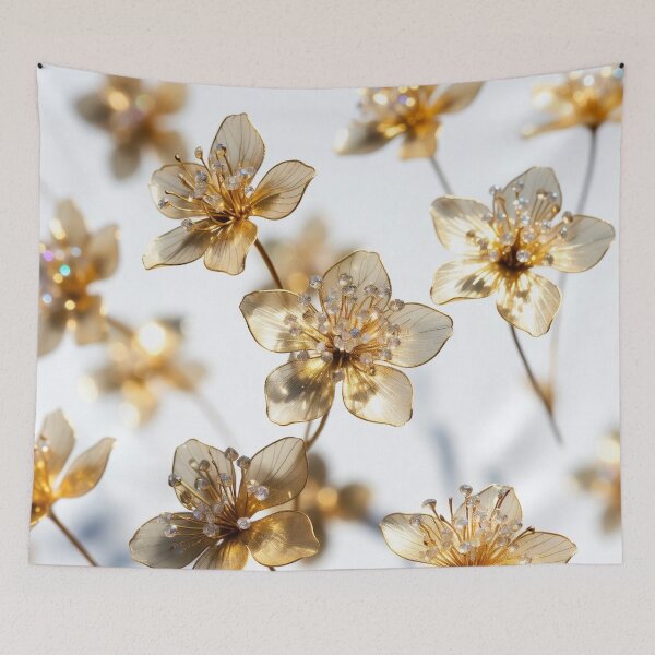 Item preview, Golden Crystal Jeweled Flowers designed and sold by IntelliMindDesigns.
