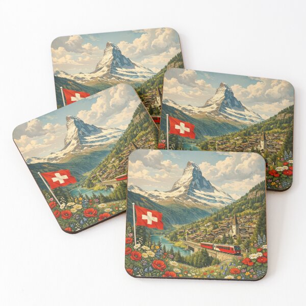 Item preview, Zermatt Switzerland Alpine Travel Art Scenic Mountain Landscape designed and sold by ElartedeNoel.