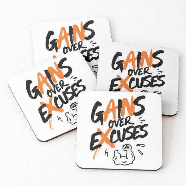 Item preview, Gains Over Excuses Funny Gym Motivation Art designed and sold by IslandTyped.