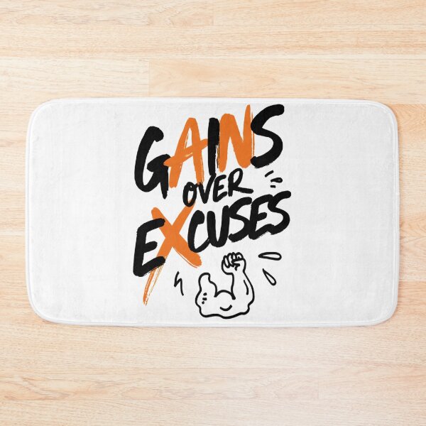 Item preview, Gains Over Excuses Funny Gym Motivation Art designed and sold by IslandTyped.