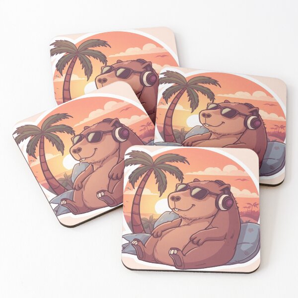 Item preview, Chill Capybara Listening to Music at Sunset designed and sold by ItzLacarth.