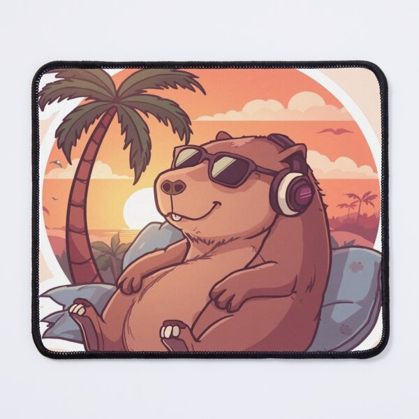 Item preview, Chill Capybara Listening to Music at Sunset designed and sold by ItzLacarth.