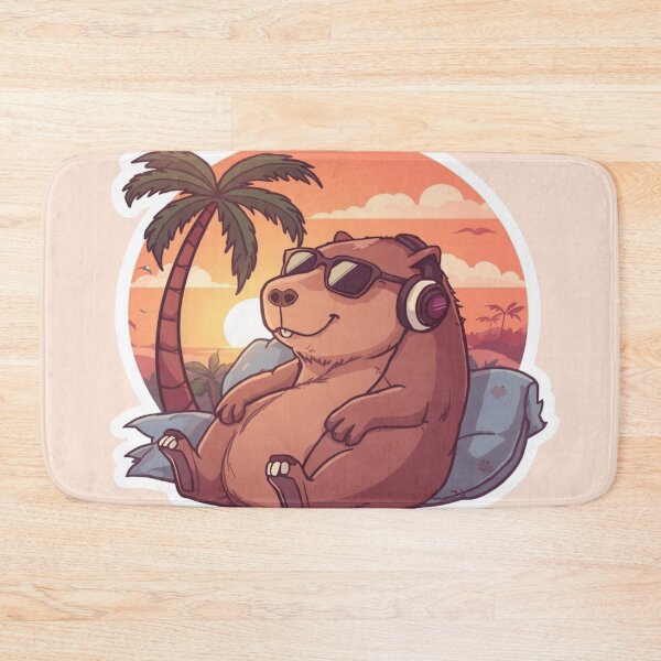 Item preview, Chill Capybara Listening to Music at Sunset designed and sold by ItzLacarth.