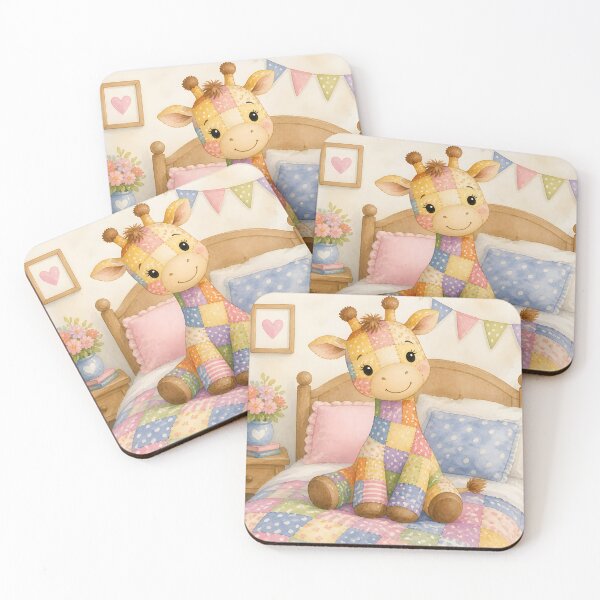 Item preview, Patchwork Giraffe on Cozy Bed designed and sold by Shelley Loewnau-Jones Studio.