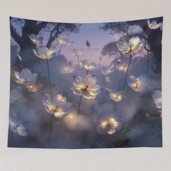 Item preview, Glowing Magical Flowers in Misty Forest designed and sold by IntelliMindDesigns.