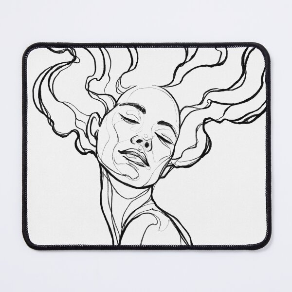 Item preview, Aesthetic Woman Line Art Flowing Hair designed and sold by PrimePrintLab.