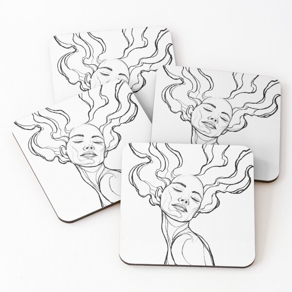 Item preview, Aesthetic Woman Line Art Flowing Hair designed and sold by PrimePrintLab.