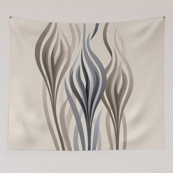 Item preview, Minimalist Organic Abstract Flames in Neutral Tones designed and sold by SlowRegardArt.