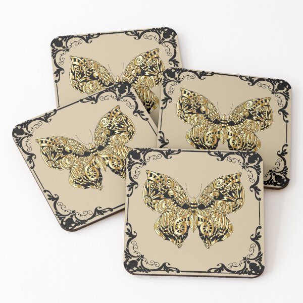 Item preview, Ornate Golden Butterfly Vintage Baroque Luxury Decorative Art Design designed and sold by Rawafi Art Studio.