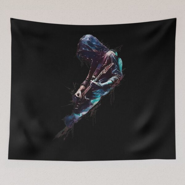 Item preview, Abstract Rock Guitarist Art Dark Ink Wash Sketch designed and sold by UrbanPrts.