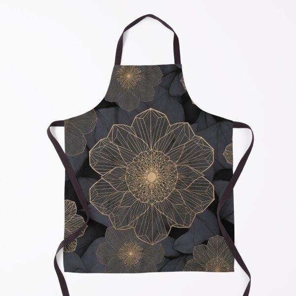 Item preview, Golden Geometric Flowers on Dark Background designed and sold by IntelliMindDesigns.