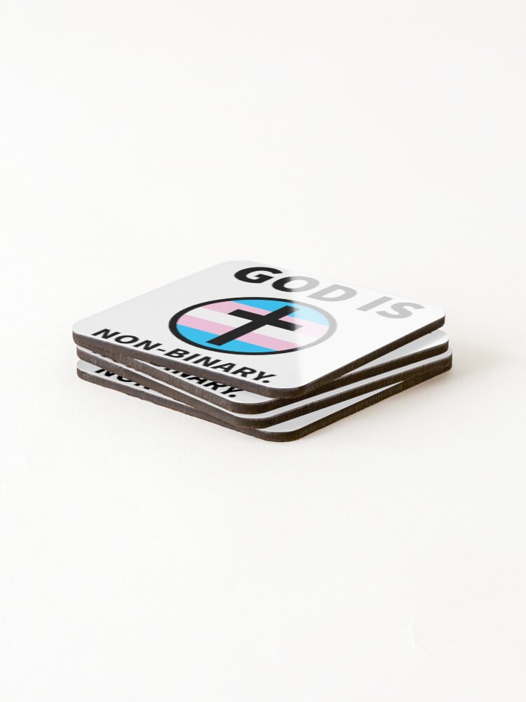 Thumbnail 4 of 5, Coasters (Set of 4), God is non-binary. designed and sold by RACHELDF.