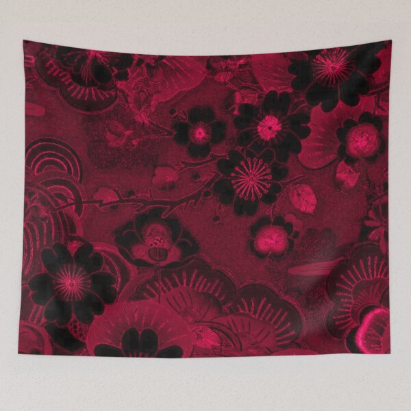 Item preview, Dark Crimson Sakura Goth Pattern | Japanese Cyberpunk Floral Aesthetic designed and sold by BatNature.