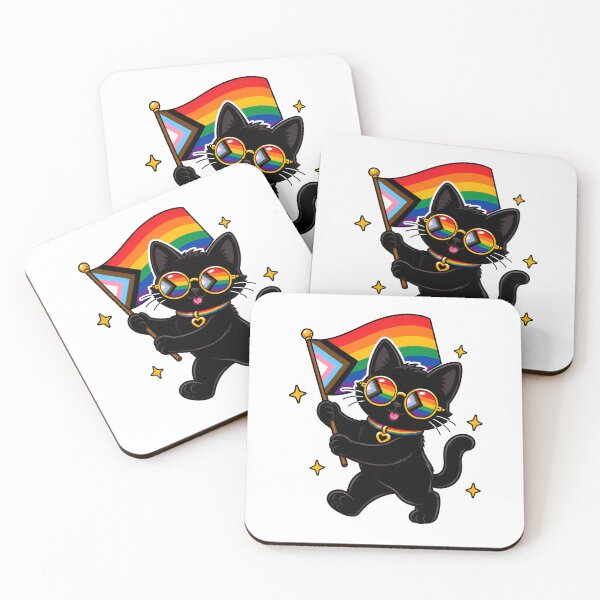 Item preview, Feline Pride Flag LGBTQIA+ Progressive Black Cat designed and sold by ArtMassive.