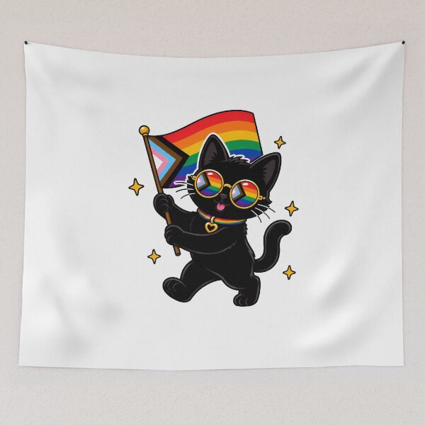 Item preview, Feline Pride Flag LGBTQIA+ Progressive Black Cat designed and sold by ArtMassive.