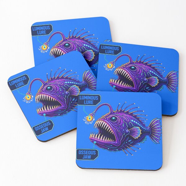 Item preview, Bioluminescent Anglerfish Technical Schematic Diagram designed and sold by MarVan-Prints.