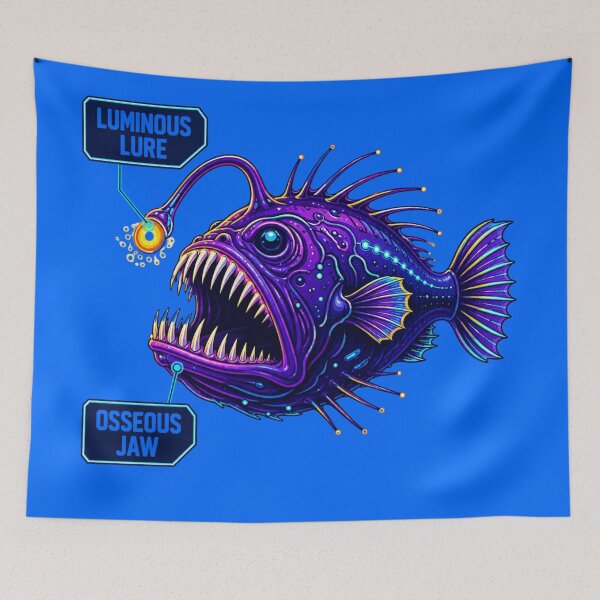 Item preview, Bioluminescent Anglerfish Technical Schematic Diagram designed and sold by MarVan-Prints.
