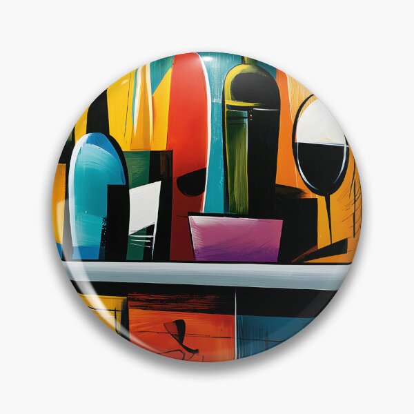 Item preview, Cocktail Hour in Abstract Rhythm - Bottles and Glassware Illuminated by Bold Geometric Color designed and sold by OlfactoART Studio.