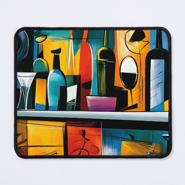 Item preview, Cocktail Hour in Abstract Rhythm - Bottles and Glassware Illuminated by Bold Geometric Color designed and sold by OlfactoART Studio.