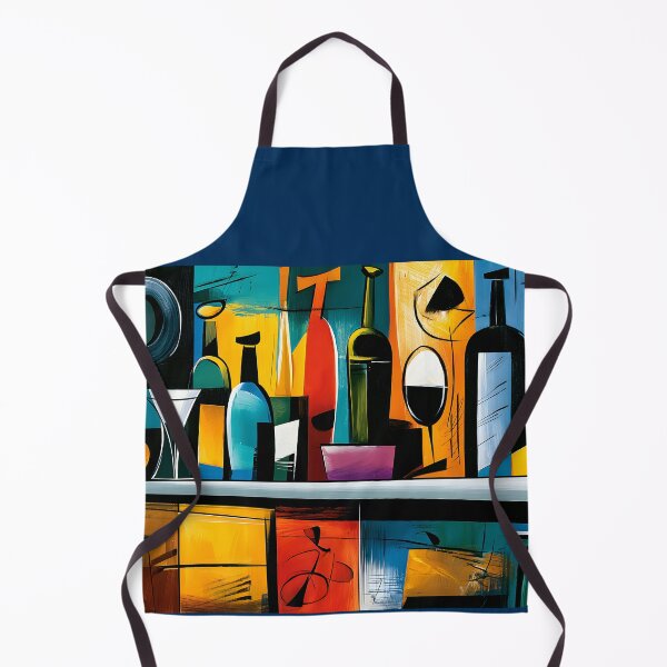 Item preview, Cocktail Hour in Abstract Rhythm - Bottles and Glassware Illuminated by Bold Geometric Color designed and sold by OlfactoART Studio.