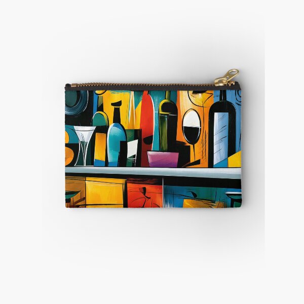 Item preview, Cocktail Hour in Abstract Rhythm - Bottles and Glassware Illuminated by Bold Geometric Color designed and sold by OlfactoART Studio.