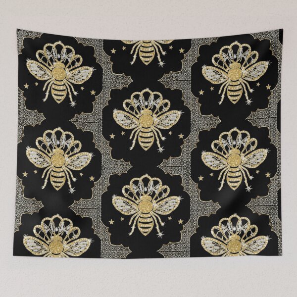 Item preview, Golden Queen Bee | Luxury Sparkling Insect Illustration designed and sold by Rawafi Art Studio.