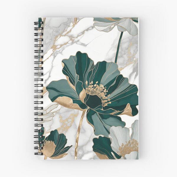 Item preview, Teal White and Gold Marble Flowers designed and sold by IntelliMindDesigns.