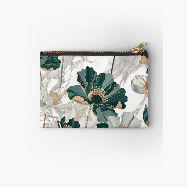 Item preview, Teal White and Gold Marble Flowers designed and sold by IntelliMindDesigns.