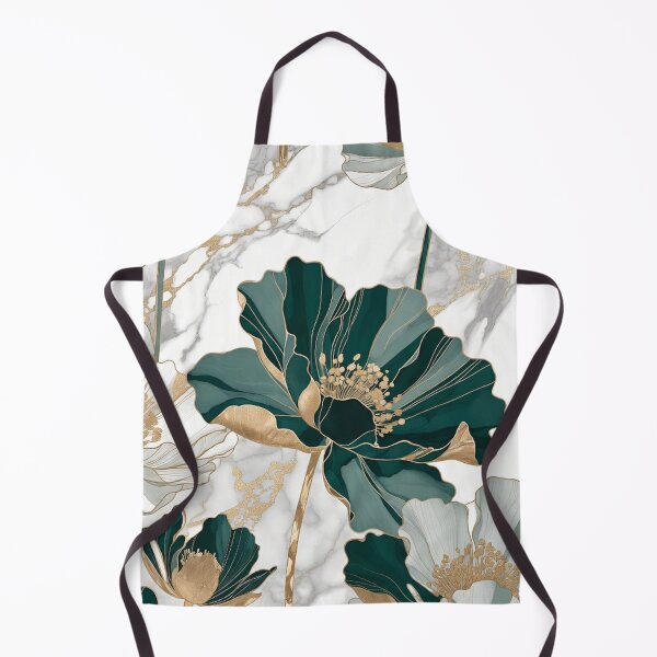 Item preview, Teal White and Gold Marble Flowers designed and sold by IntelliMindDesigns.