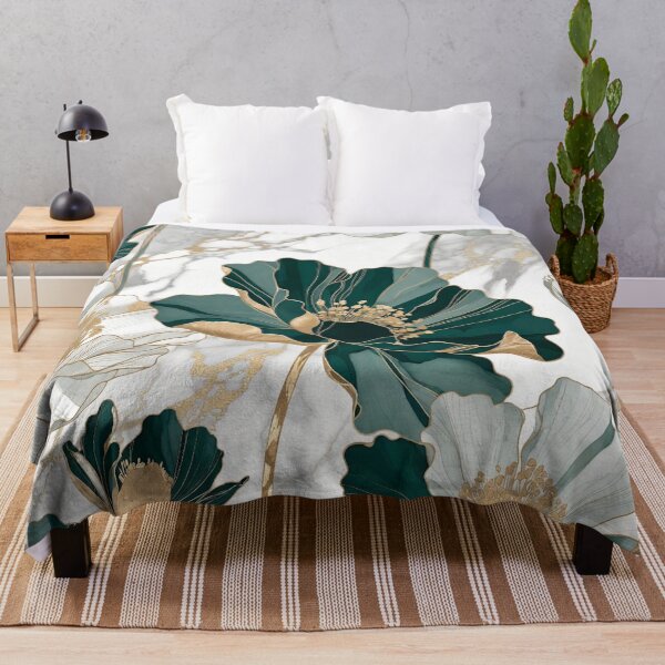 Item preview, Teal White and Gold Marble Flowers designed and sold by IntelliMindDesigns.