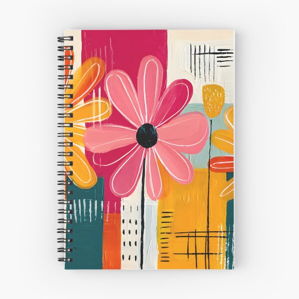 Item preview, Petals in Harmonious Fire - Three Vibrant Blooms Rising Through Geometry and Radiant Color Layers designed and sold by OlfactoART Studio.
