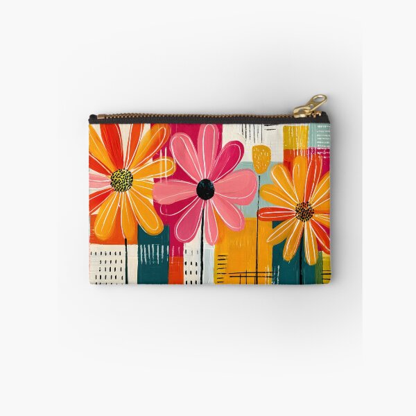 Item preview, Petals in Harmonious Fire - Three Vibrant Blooms Rising Through Geometry and Radiant Color Layers designed and sold by OlfactoART Studio.
