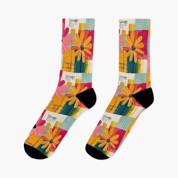 Item preview, Petals in Harmonious Fire - Three Vibrant Blooms Rising Through Geometry and Radiant Color Layers designed and sold by OlfactoART Studio.