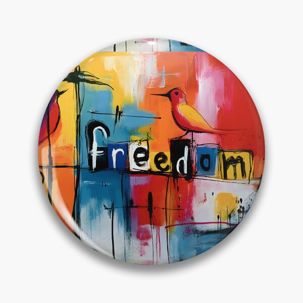 Item preview, Between Captivity and Flight - Symbolic Birds and Freedom Letters in Vibrant Abstract Expression designed and sold by OlfactoART Studio.