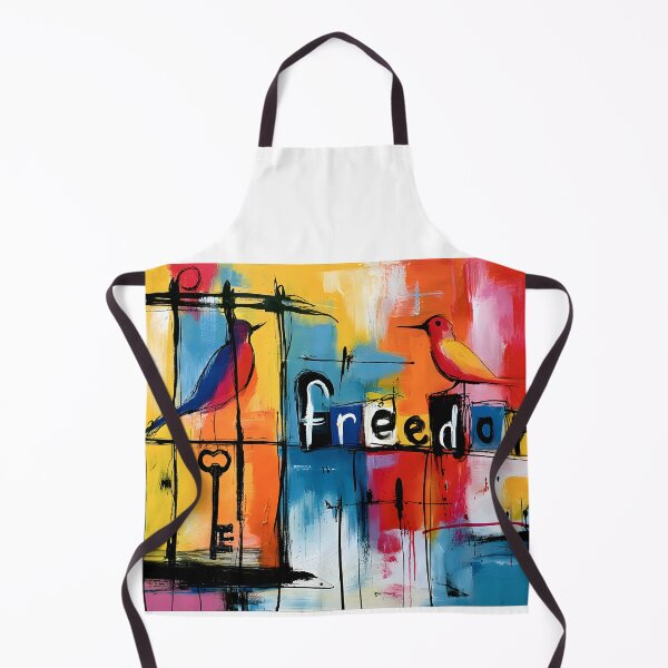 Item preview, Between Captivity and Flight - Symbolic Birds and Freedom Letters in Vibrant Abstract Expression designed and sold by OlfactoART Studio.