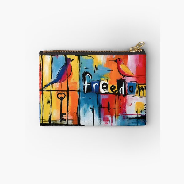 Item preview, Between Captivity and Flight - Symbolic Birds and Freedom Letters in Vibrant Abstract Expression designed and sold by OlfactoART Studio.