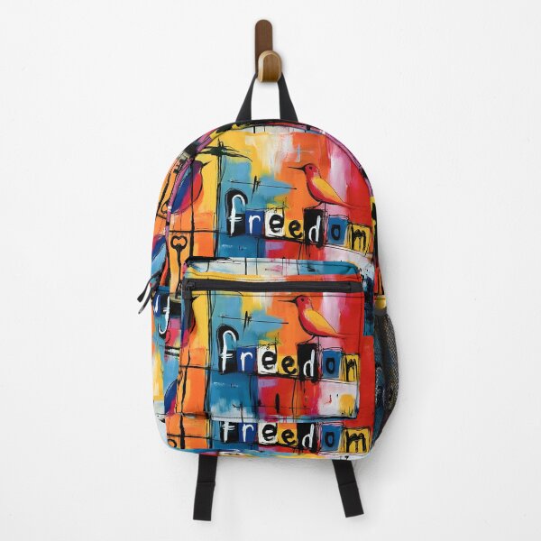 Item preview, Between Captivity and Flight - Symbolic Birds and Freedom Letters in Vibrant Abstract Expression designed and sold by OlfactoART Studio.