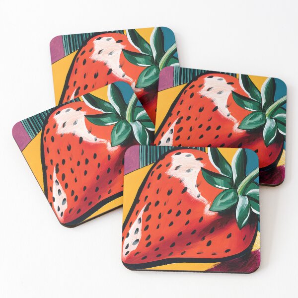 Item preview, Crimson Fruit in Modern Form - Stylized Strawberry Framed by Bold Geometry and Vibrant Color Energy designed and sold by OlfactoART Studio.