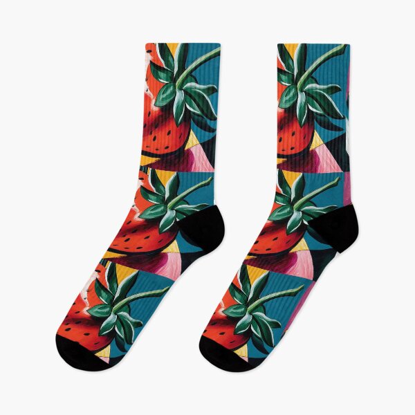 Item preview, Crimson Fruit in Modern Form - Stylized Strawberry Framed by Bold Geometry and Vibrant Color Energy designed and sold by OlfactoART Studio.