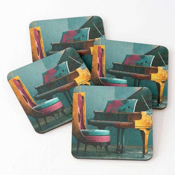 Item preview, Surreal Notes in Color - Grand Piano and Sculptural Chair in a Bold Abstract Interior Dreamscape designed and sold by OlfactoART Studio.