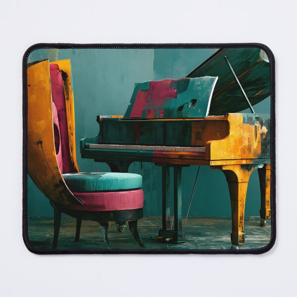Item preview, Surreal Notes in Color - Grand Piano and Sculptural Chair in a Bold Abstract Interior Dreamscape designed and sold by OlfactoART Studio.