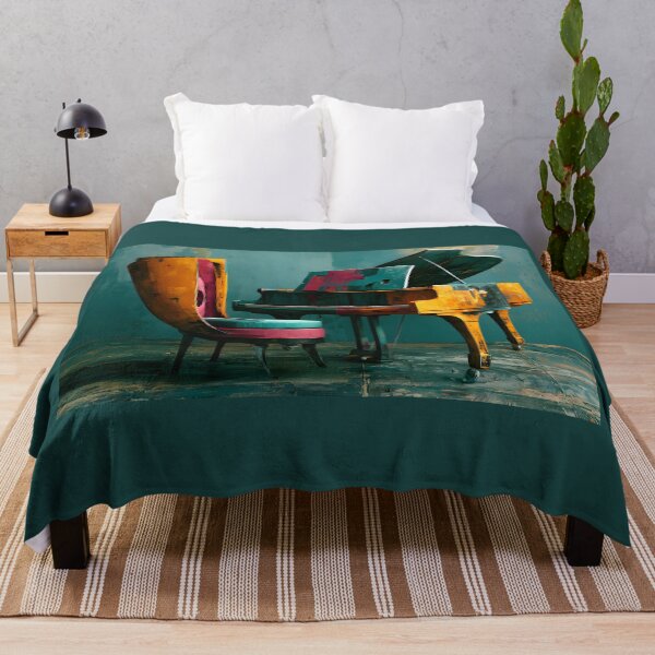 Item preview, Surreal Notes in Color - Grand Piano and Sculptural Chair in a Bold Abstract Interior Dreamscape designed and sold by OlfactoART Studio.